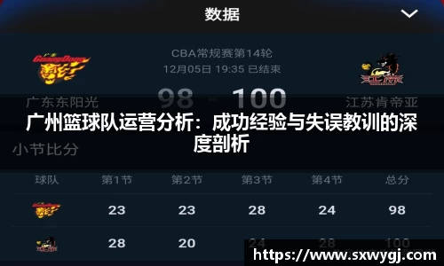 广州篮球队运营分析：成功经验与失误教训的深度剖析